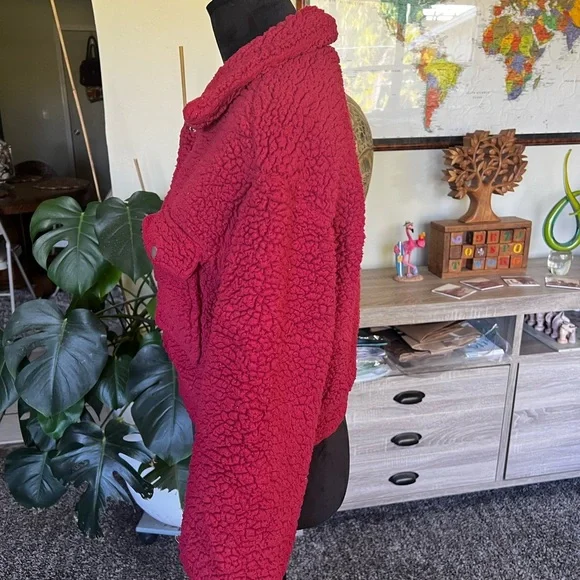 SHEIN Vibrant Red Teddy Jacket - Picture 3 of 7